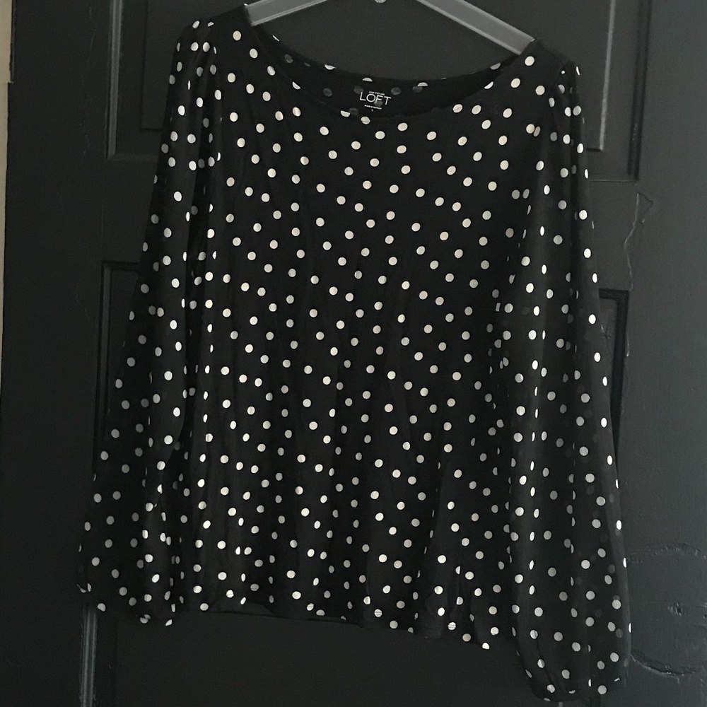 Mixed Media Loft Polka Dot Long Sleeve shirt